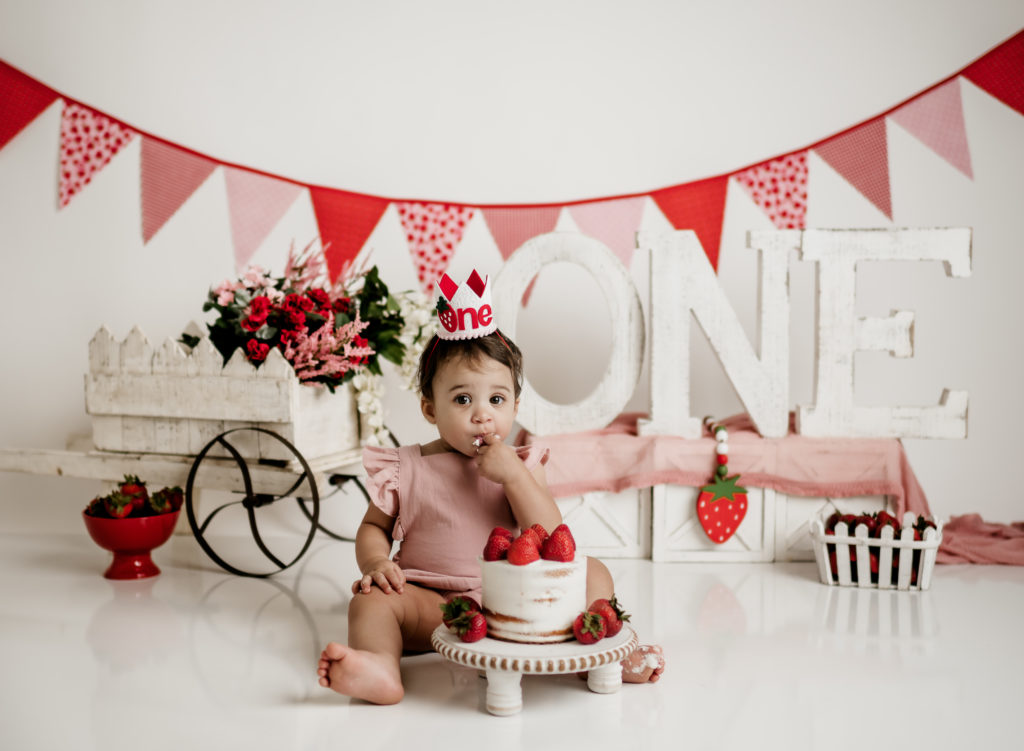 sweet one strawberry photoshoot