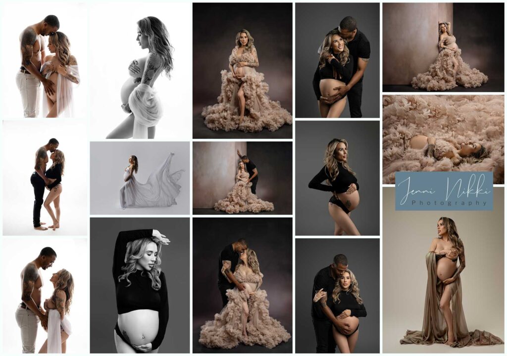 Collage of several images  from a Maternity photoshoot photographed near Atlanta, GA by Jenni Nikki Photography