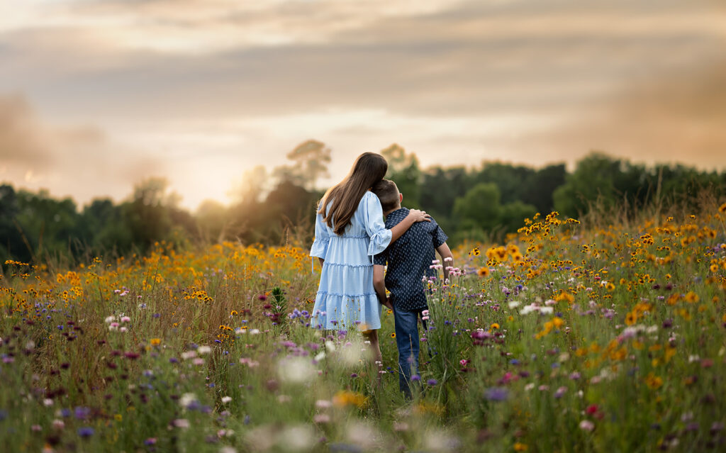 Children in Wildflower field near Atlanta.